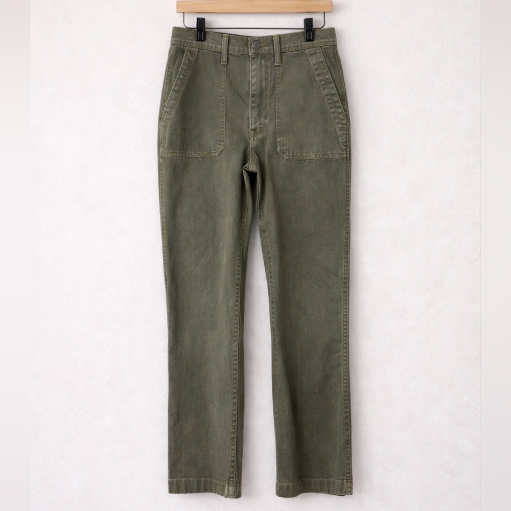 Madewell Perfect Vintage Straight Workwear Pants - Olive Green - Size 27
